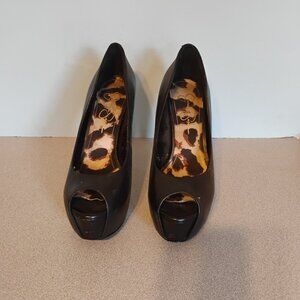 Jessica Simpson Black Peep Toe Platform Shoe, sz 8.5